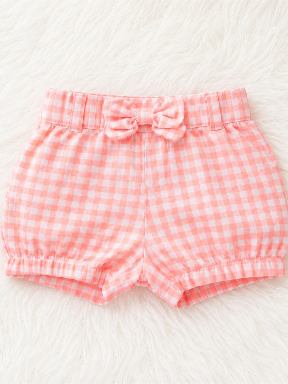 Carter's Coral Pink Gingham Bow Shorts
